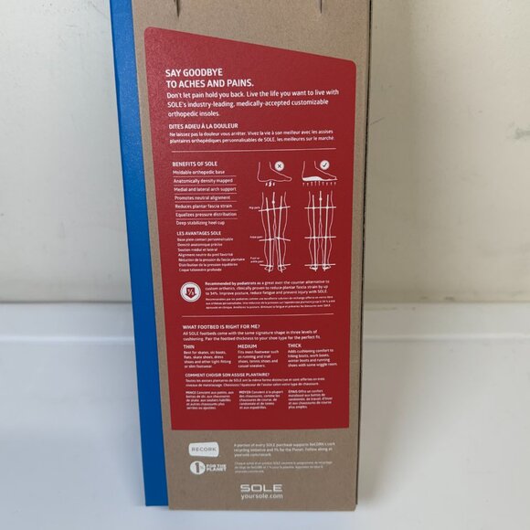 NEW Sole Active Medium ATV1-09 Moldable Shoe Insoles Inserts Men 9 / Women 11 - Picture 5 of 6